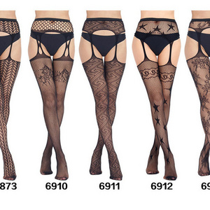 Qushine Women Lace Fishnet Stockings Suspender Tights Garter Belt Pantyhose Sexy Lingeries Stockings