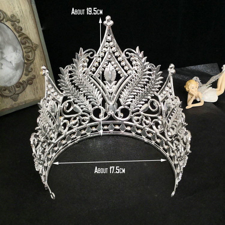 Qushine New Big Crown Miss World Tall Tiara Blue Beauty Large Pageant Queen Crowns