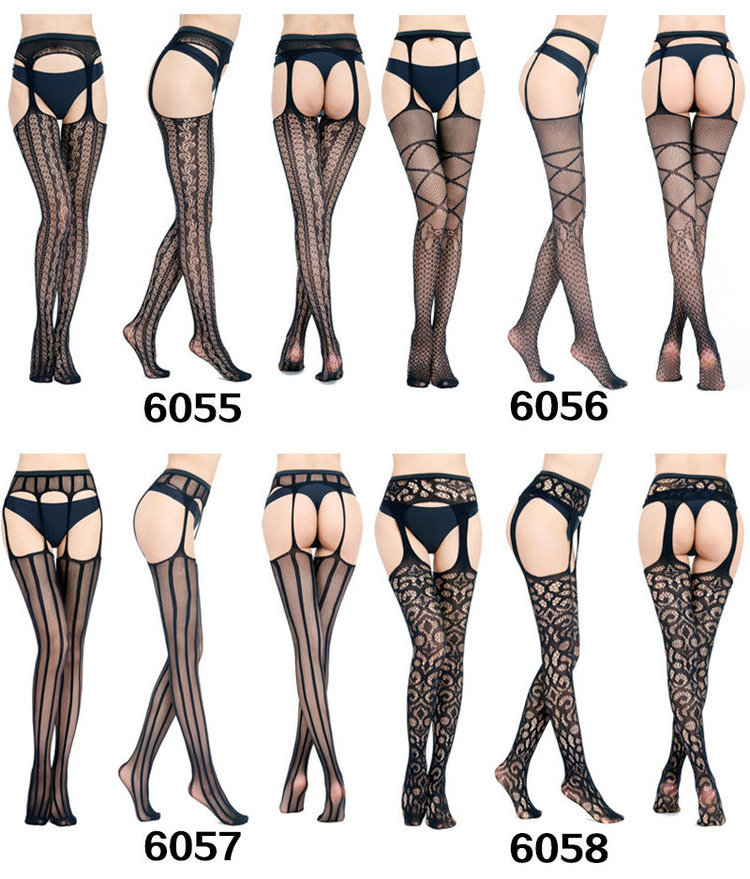 Qushine Women Lace Fishnet Stockings Suspender Tights Garter Belt Pantyhose Sexy Lingeries Stockings