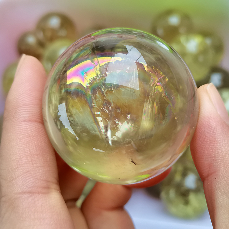 Wholesale natural clear crystal balls high quality Polishing citrine sphere healing stones clear citrine sphere for fengshui