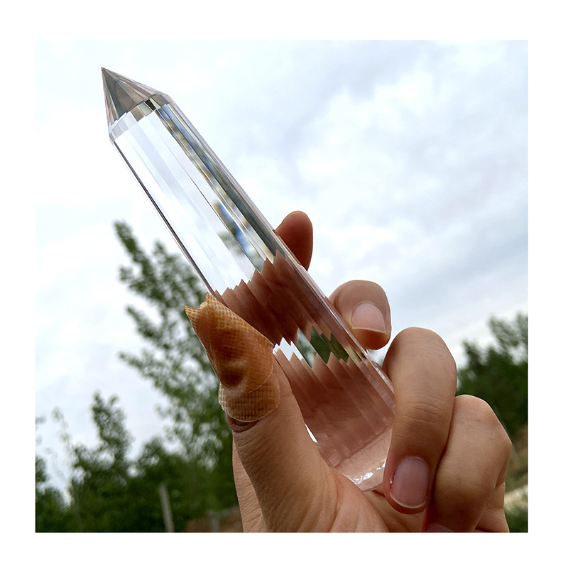 24 Sides Clear Quartz Point Round End Vogel Healing Crystals Wand 16cm/18cm Vogel crystal