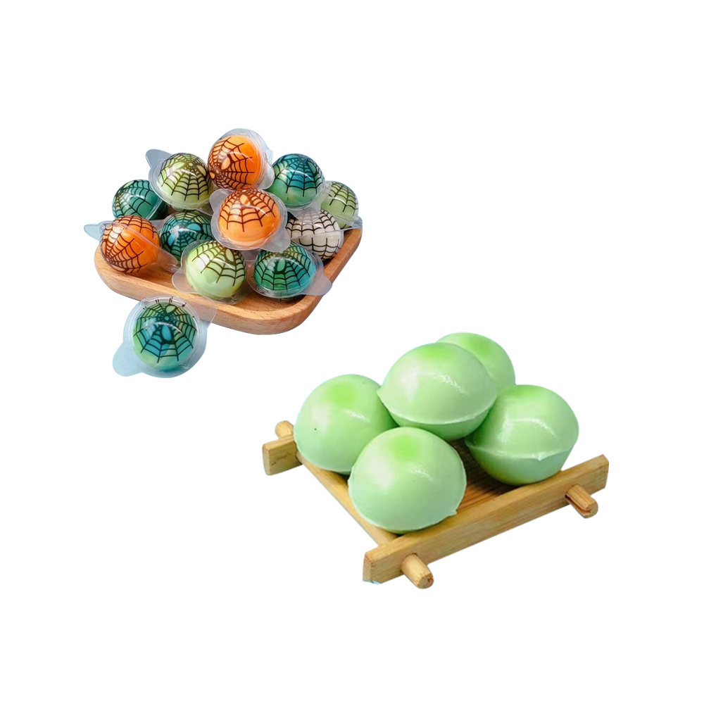 New arrival product Fruity Earth round Earth Ball Shape Gummy fruit Candy With Filling Liquid Jam Candy Packed In Blister