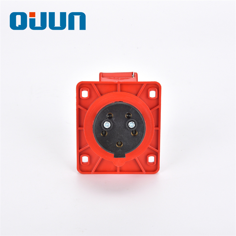 High Quality Ip44 Five Phase 220V 16 Ampere Industrial Angled Panel Mounted Socket OEM Red Wall Socket 16A Socket Box Monophase