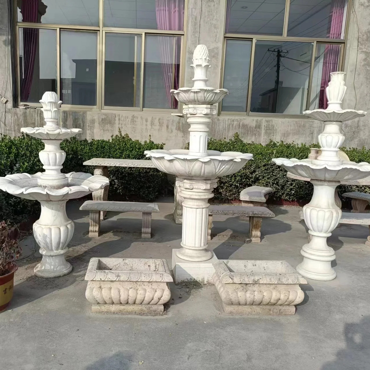 Marble Water Fountain Sculpture Large Natural with Lion Statues for Outdoor Landscape Hebei Garden Ornaments Traditional JZ