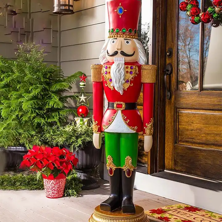 High Quality Resin Christmas Nutcracker Statue Large Fiberglass Christmas Nutcracker Soldier Statue