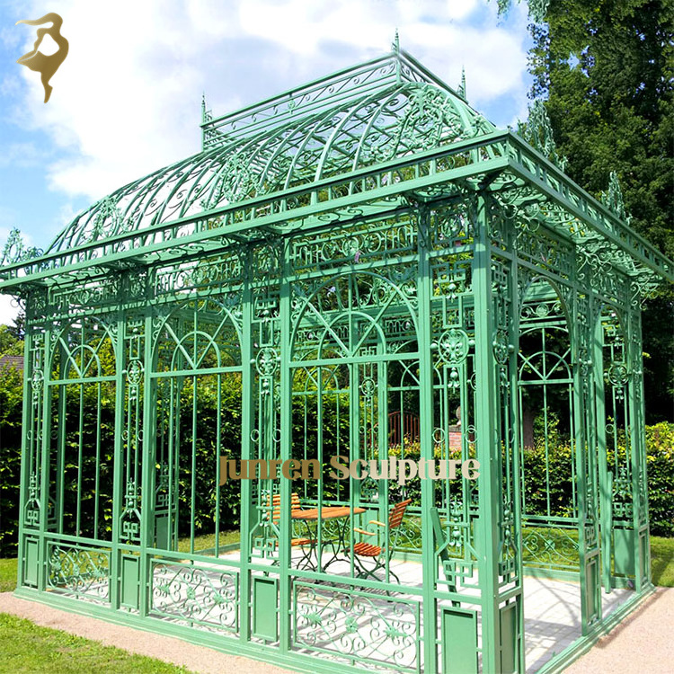 Large Garden Cast Victorian Wrought Iron Gazebo Green House For Sale