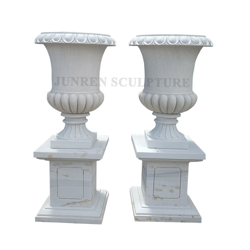 High Quality Beige Sandstone Simple And Classical Style Flower Pot Planter  In Stock For Garden