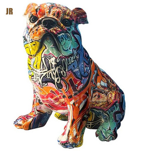 Hot Dog Statue Bulldog for Garden Decor Resin Craft Style Color Feature