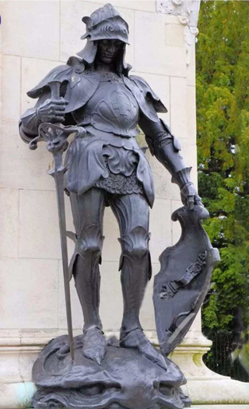 Hand Carved Life Size Bronze Metal Armor Knight Roman Soldier Warrior With Shield Statue For Outdoor