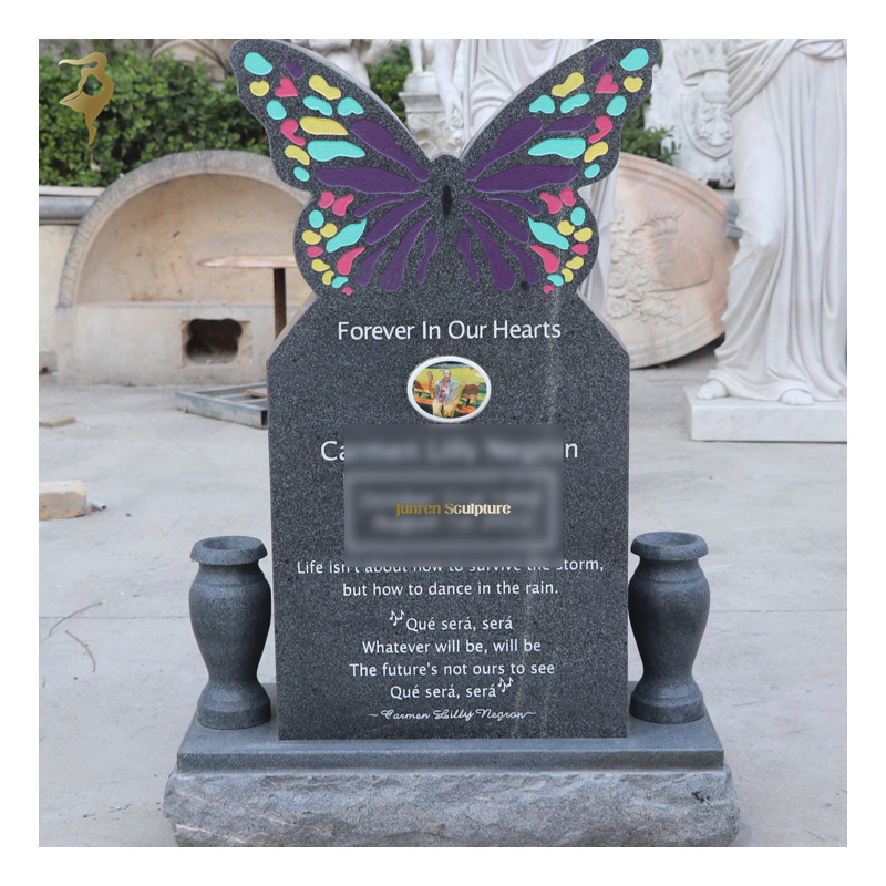 Cemetery China black granite butterfly headstones for graves