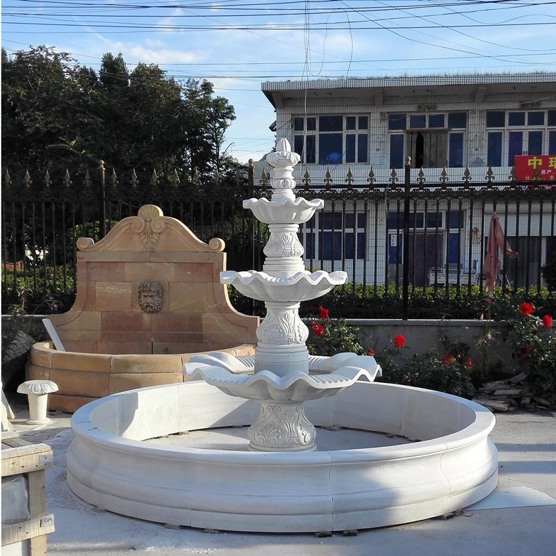 Outdoor  Garden Decoration Marble Stone 3 Tier Water Fountain