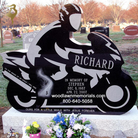 Cheap cemetery black granite motorcycle headstone for sale