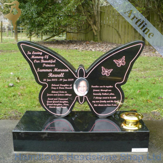 Cemetery China black granite butterfly headstones for graves