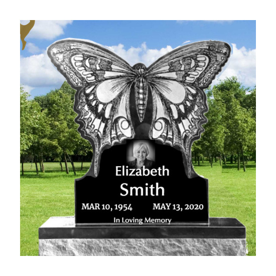 Cemetery China black granite butterfly headstones for graves