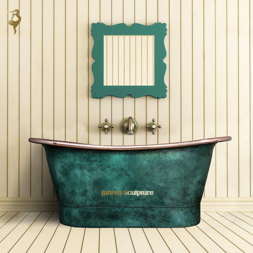 Hotel luxury golden mirror polished handmade cheap round antique brass copper bathtub for sale