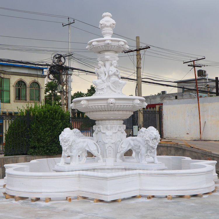 White Marble  Small Lady Figure Statue Water Fountain