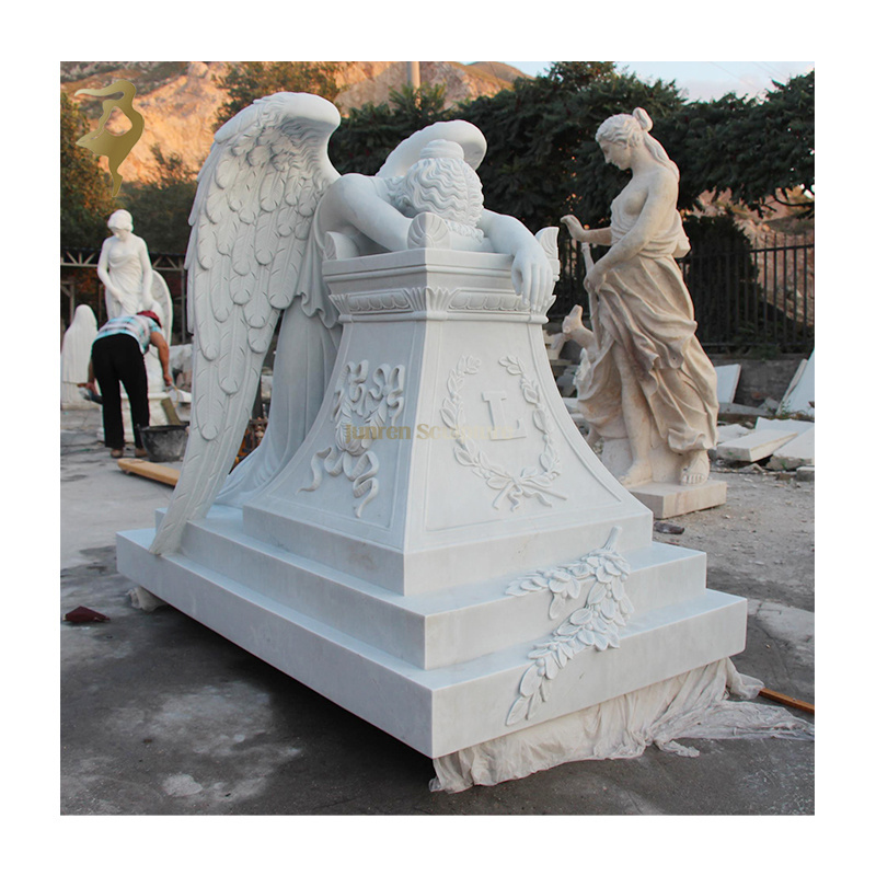 White marble designs tombstone granite weeping angel carved statue headstone