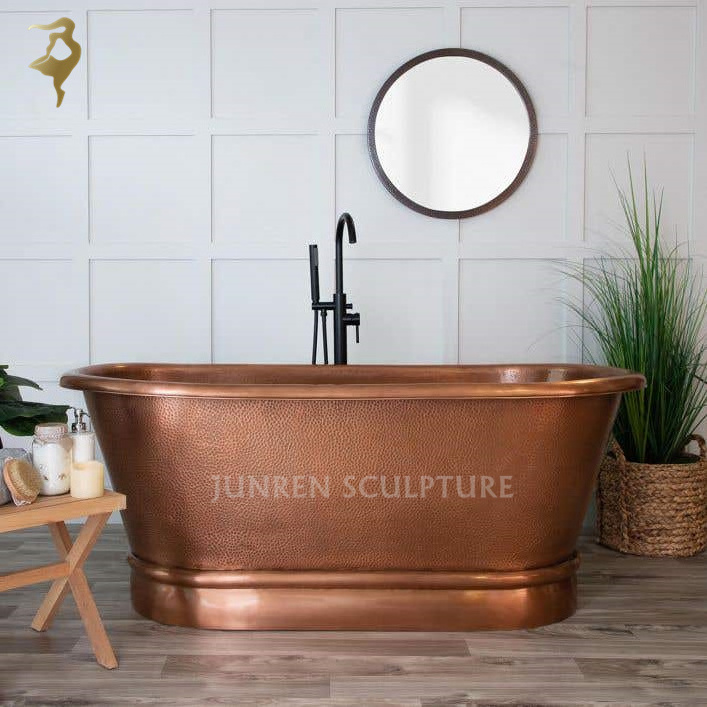 Hotel luxury golden mirror polished handmade cheap round antique brass copper bathtub for sale