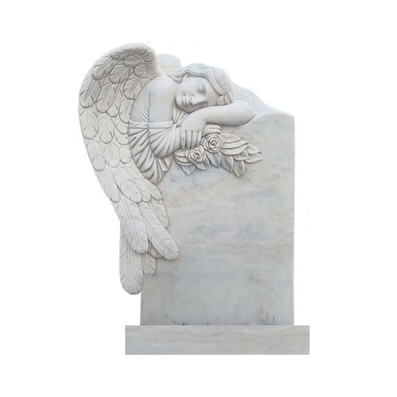 Shengye hand-carved modern European simple marble heart-shaped angel tombstone outdoor cemetery monument tombstone customization