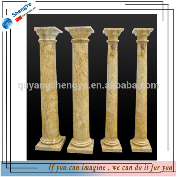 Shengye Outdoor Decoration Stone Natural White and Yellow Marble Pedestal Column Hand Made Pillar