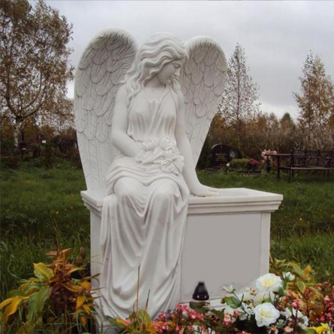 Granite Life Size Angel Statue Monuments Marble Stone Carved White Home Decoration SCULPTURE Buddhism Engraving Marble Tombstone