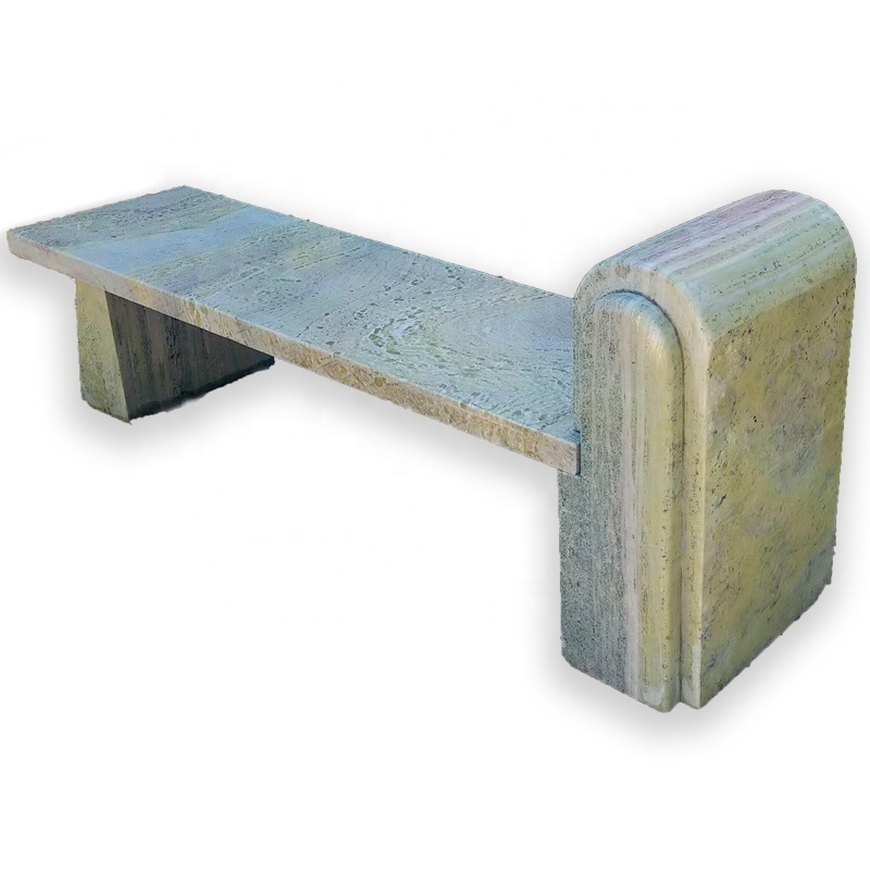 Shengye Stone carved marble bench Park bench granite outdoor courtyard rest stone bench colored grain stone