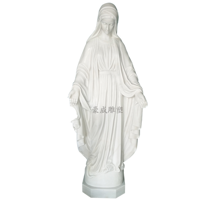 Large Religious Famous Church Sculpture Life Size Natural White Marble  Saint Virgin Mary Statue