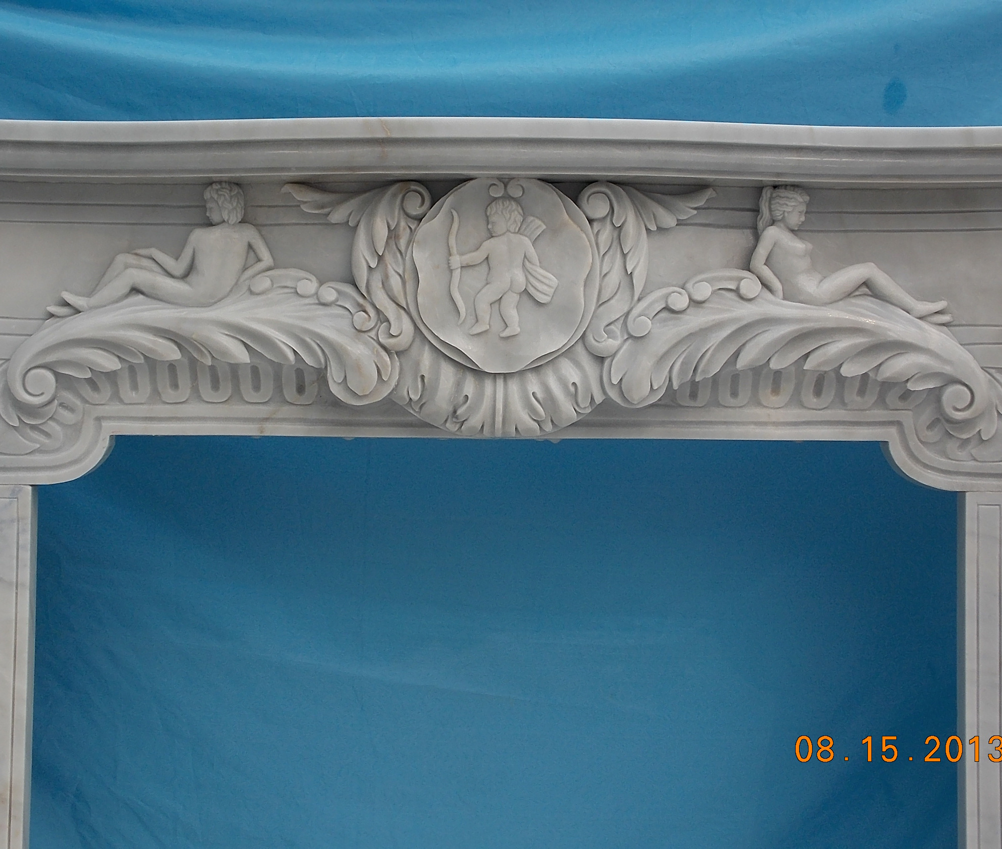 Indoor Home Decoration Popular Design Hand Carved Decorative  marble fireplace  Modern Marble tabletop  Fireplace sculpture