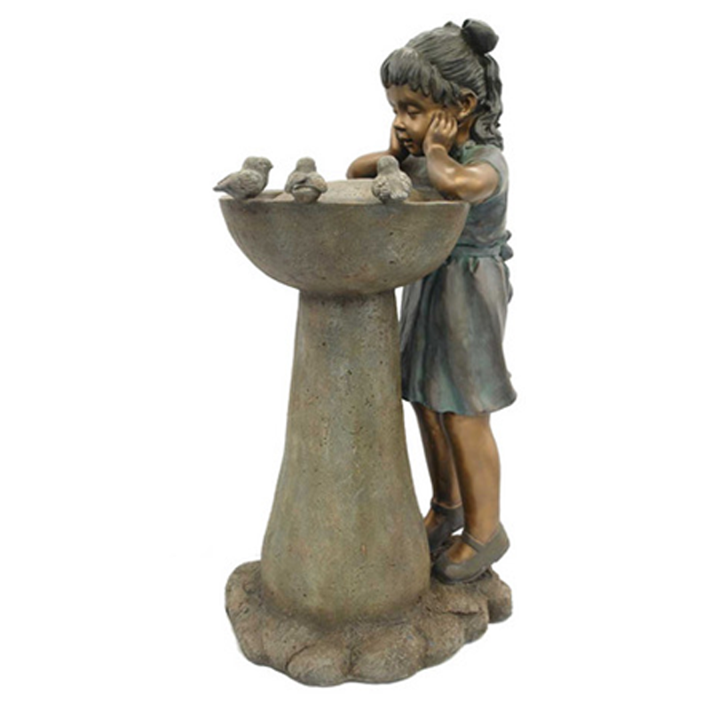 Shengye Natural Marble Water Garden Fountain European Classic Style Funny Kids Playing With A Lady Water Fountain Children