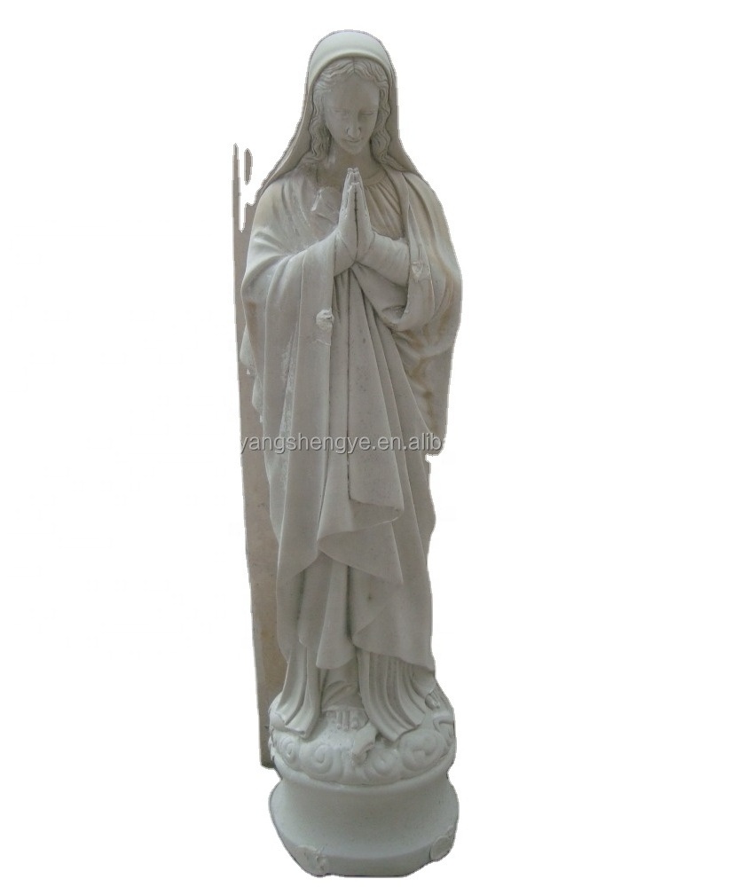 Large Religious Famous Church Sculpture Life Size Natural White Marble  Saint Virgin Mary Statue