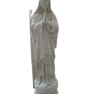 Large Religious Famous Church Sculpture Life Size Natural White Marble  Saint Virgin Mary Statue