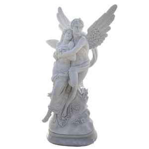 Shengye Factory Direct Hand Carved polished grey marble stone Angel Man and Woman outdoor large Statue Sculpture