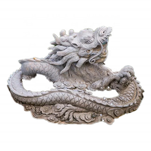 Customizable resin dragon Outdoor Garden Fountain Decorative Dragon  Hand-carved natural marble stone plate Wolong animal statue