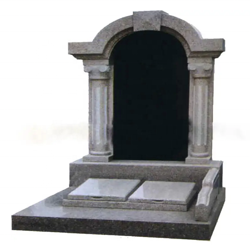 Shengye custom-made natural black marble granite American tombstone monument outdoor cemetery double tombstone