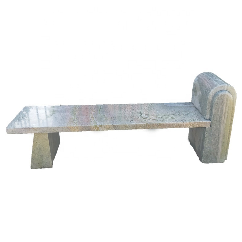 Shengye Stone carved marble bench Park bench granite outdoor courtyard rest stone bench colored grain stone