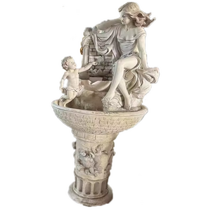 Shengye Natural Marble Water Garden Fountain European Classic Style Funny Kids Playing With A Lady Water Fountain Children