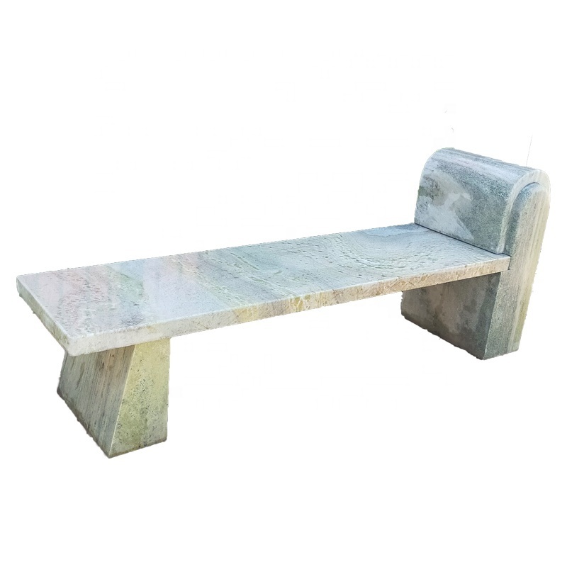 Shengye Stone carved marble bench Park bench granite outdoor courtyard rest stone bench colored grain stone