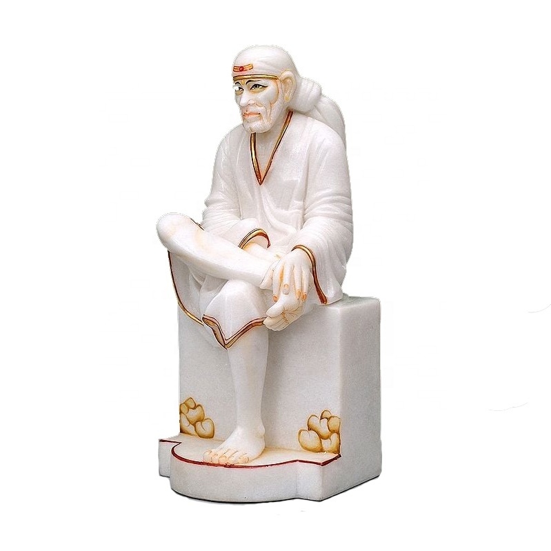 Wholesale Indian Garden Hand-carved high-quality Stone Sai Baba religious style Statues Marble stone statue of Sai baba