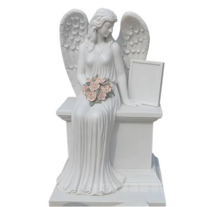 Shengye Hand carved natural granite tombstone marble angel headstone a crying angel with two wings modern tombstone