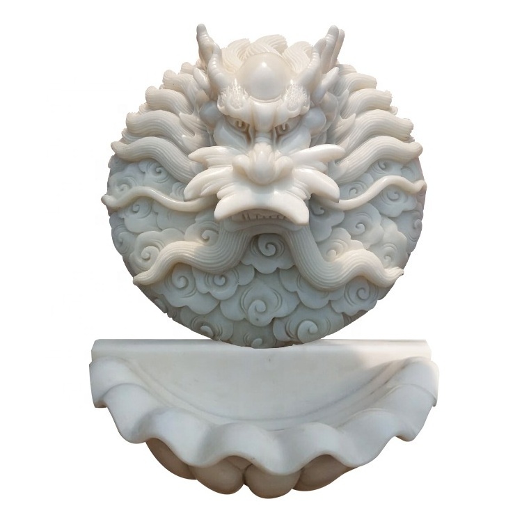 Decor Marble Elephant dragon Head statues Wall Waterfall Water Fountain