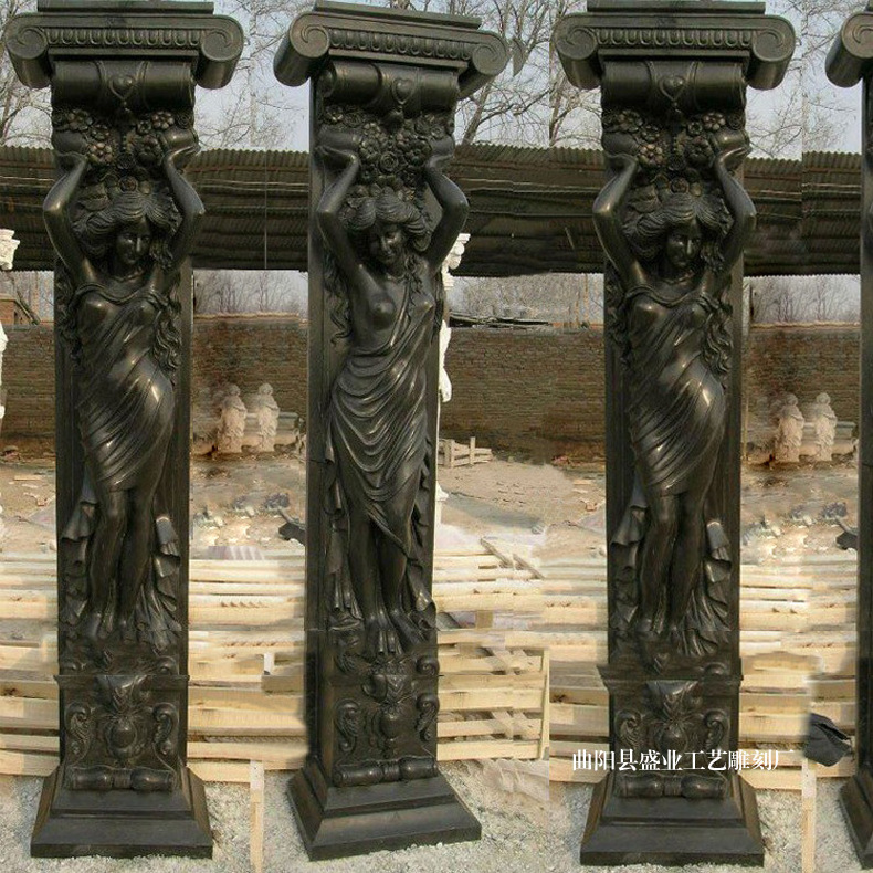 Sculpture  Column  Stone Roman Design Decorative Natural Marble Pillar Stone Column marble stone carving gate pillars design