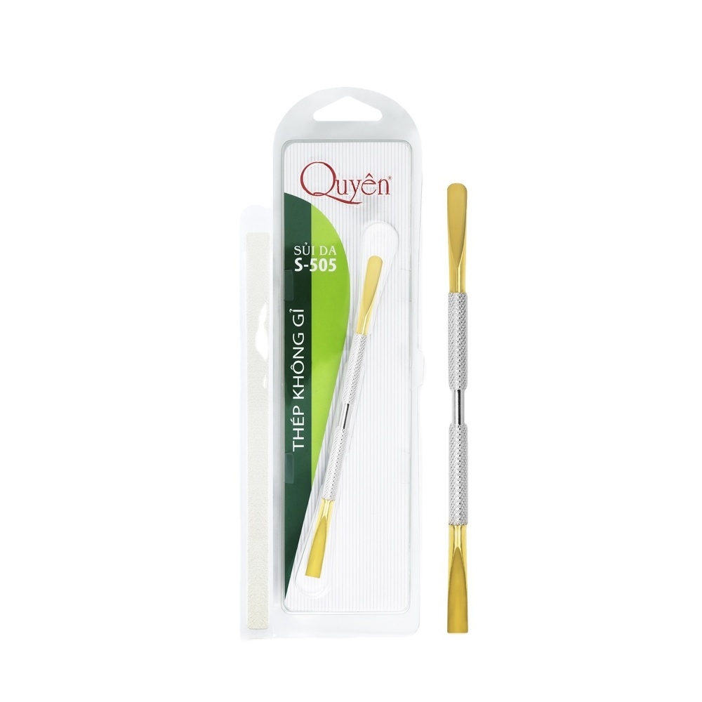 Quyen Beauty S-505 Professional Stainless Steel Cuticle Pusher Cleaner for Manicure and Pedicure Nail Care Supplies