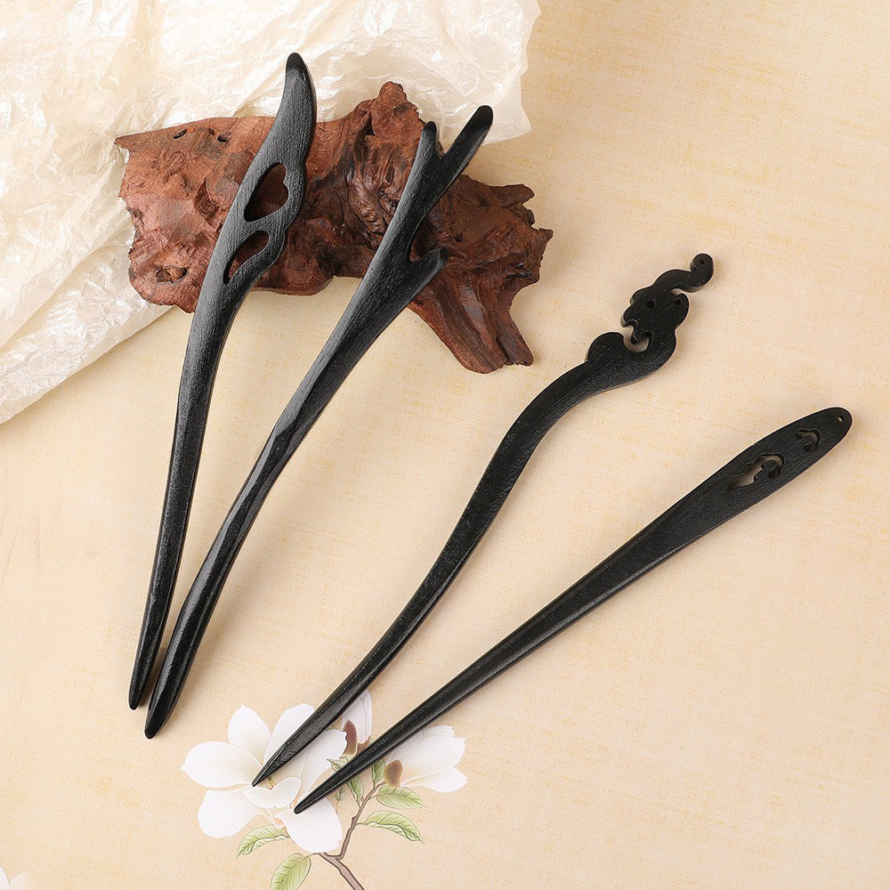 Traditional Hair Sticks Ancient Chinese Hairpins Carved Wooden Hair Fork Vintage Hair Clips Chop Sticks for Women Girl