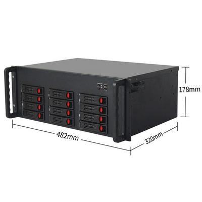 IPFS 12 bay nas server case for network storage hotswappable 19 inch industrial 4u pc chassis with 3.5" HDD