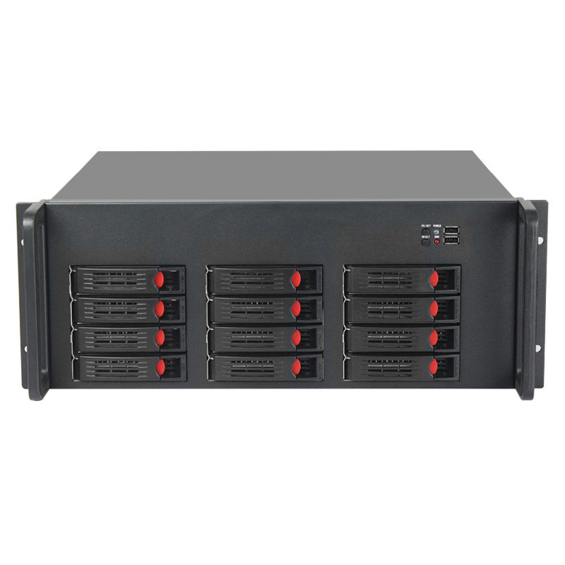 IPFS 12 bay nas server case for network storage hotswappable 19 inch industrial 4u pc chassis with 3.5