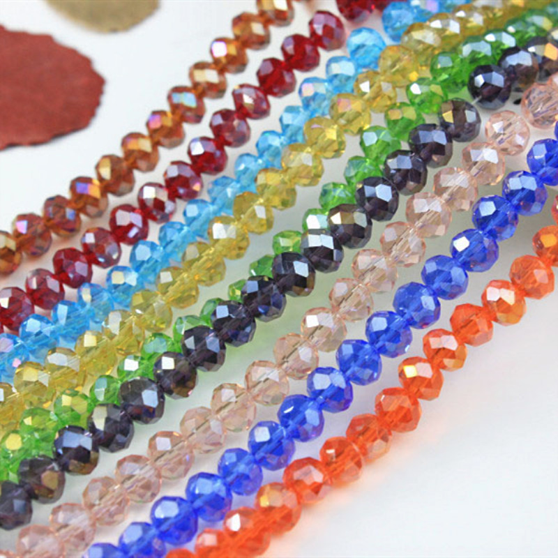 Mixed Transparent Crystal Beads Color For Jewelry Making 4/6/8mm Faceted Flat Round AB Crystal Glass Rondelle Loose Spacer Beads