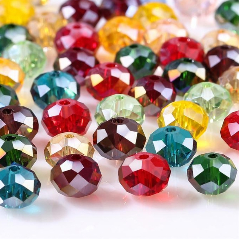 Mixed Transparent Crystal Beads Color For Jewelry Making 4/6/8mm Faceted Flat Round AB Crystal Glass Rondelle Loose Spacer Beads