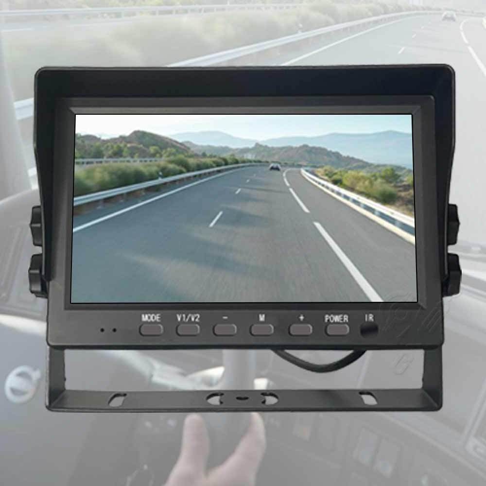 Heavy duty wide angle 9-36v 1080p cctv set car dvr support 4 camera dash cam dvr 7 inch quad monitor bus 360 truck camera system