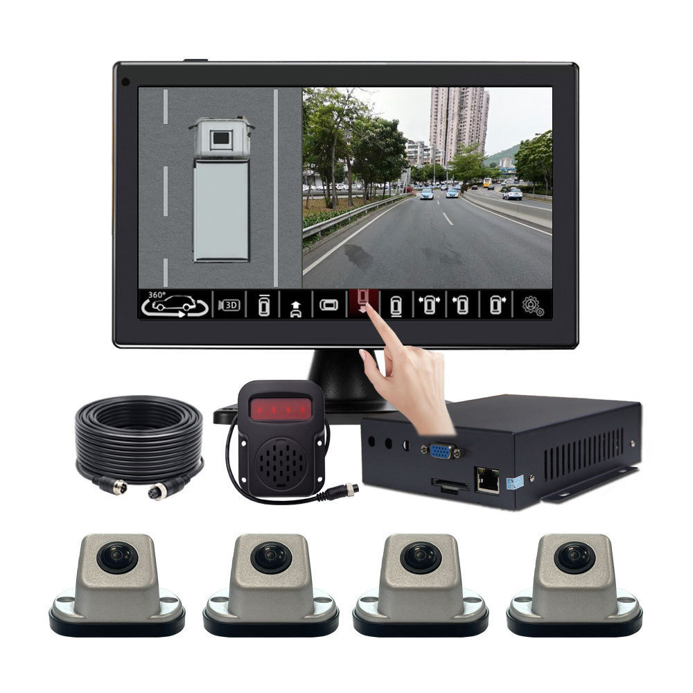 72P 3D 360 Around View Monitor Car Camera System Bird View Panoramic Camera System For School Bus Truck with alertor