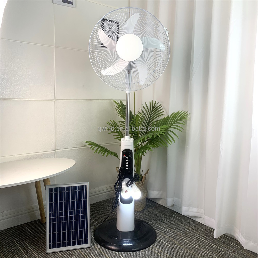 cheap price factory sell 16 inch remote solar rechargeable fan solar fan with bulb and solar panel